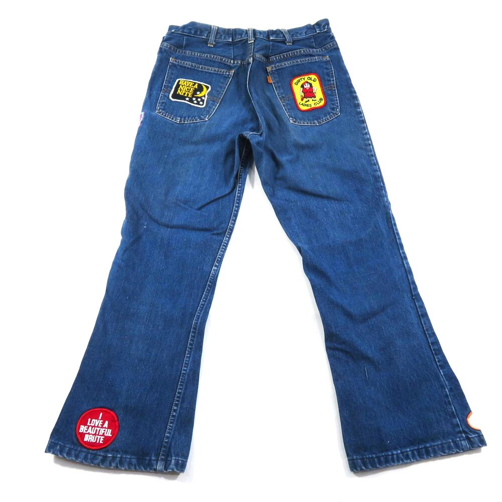 Levis 646 1970s Denim Jeans 8 Patches Dark Blue Sz 11 Meas 32x28
